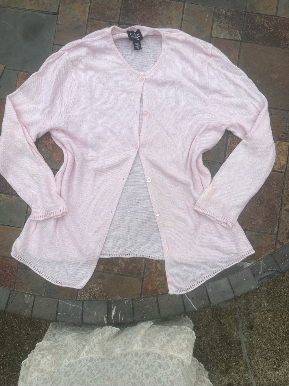 Light Pink V-Neck Button-Front Cardigan Sweater